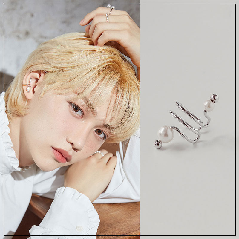 Línea minimalista Pearl Ear Bone Diseño Pendientes de perlas