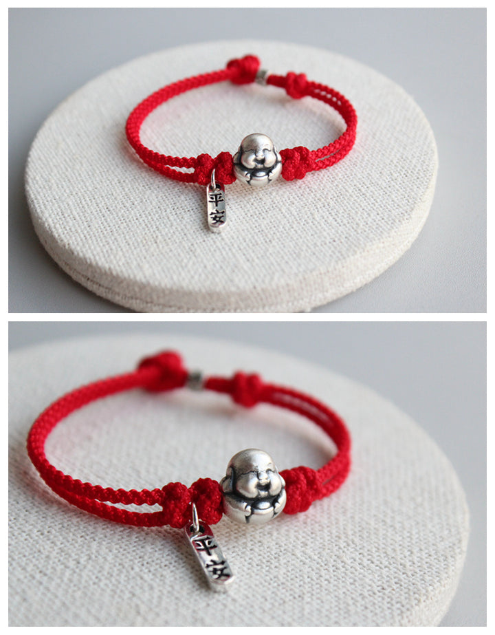 999 Sterling Silber handgewebte rote Seil für Maitreya Kaninchenjahr