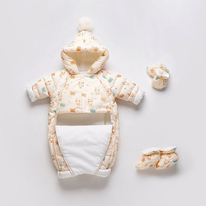 Bebek kalınlaşmış ceket tulum basılı romper