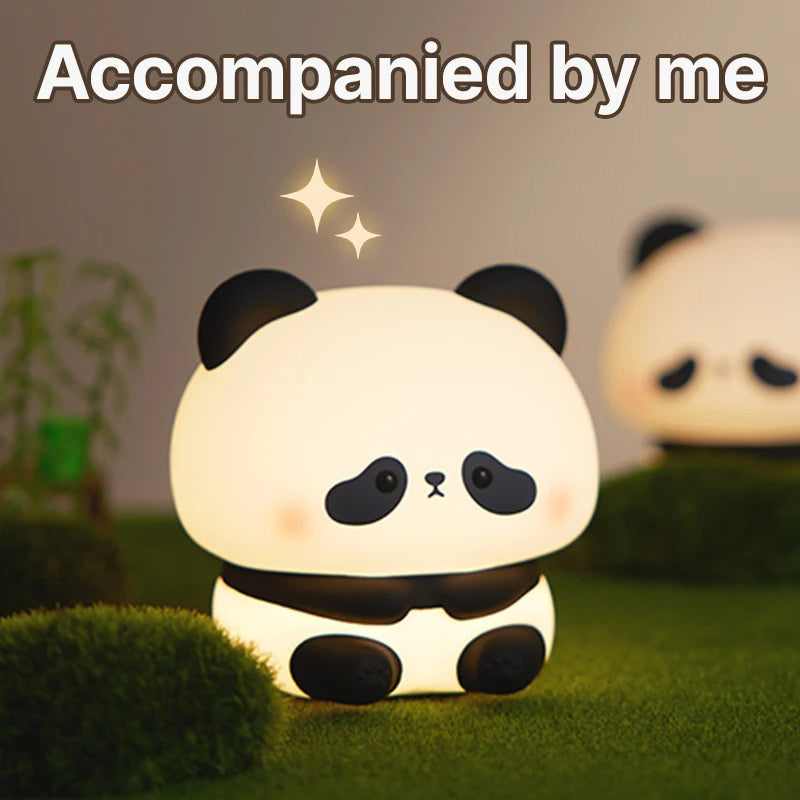 Panda LED éjszakai világos aranyos szilikon éjszakai fény USB újratölthető érintéses éjszakai lámpa hálószoba időzítő lámpa dekoráció gyermek ajándék otthoni dekoráció