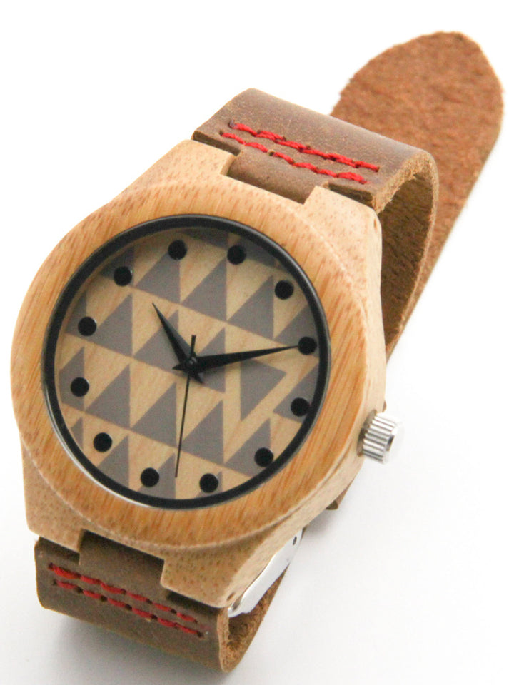 Casual Business Bamboo lederen riem horloge