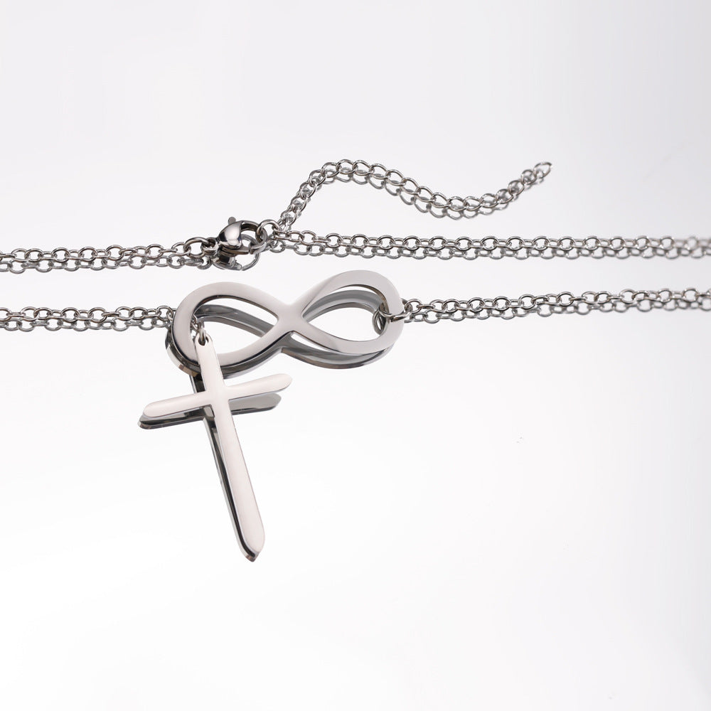 Stainless Steel Cross Shelf 8-word Necklace Simple