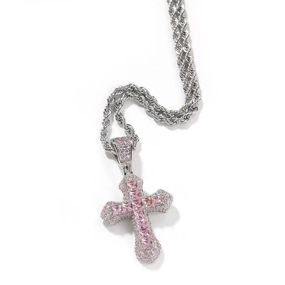 European And American Diamond Cross Necklace Hip Hop Trend