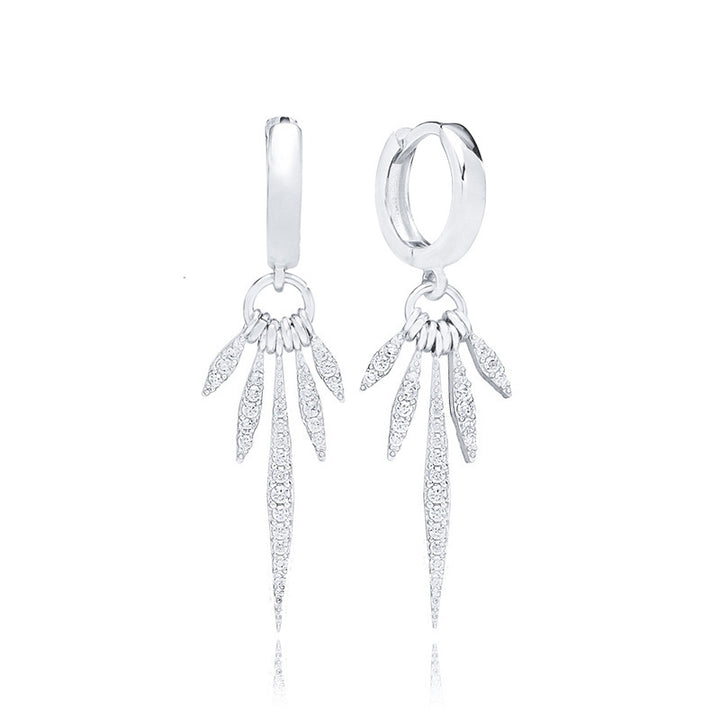 Стерлинг сребърна иглав луксозен висококачествен сетив с пълни диамантени обеци