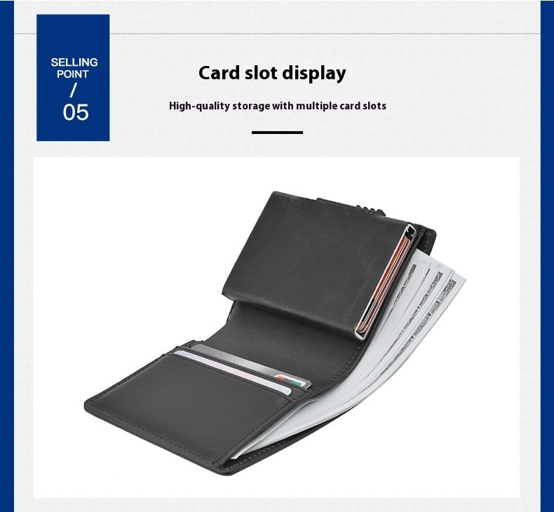 Menns korte automatisk pop-up aluminiumslegeringskortpakke Anti-tyveri Swiping Anti-Magnetic Card Cover Cassette