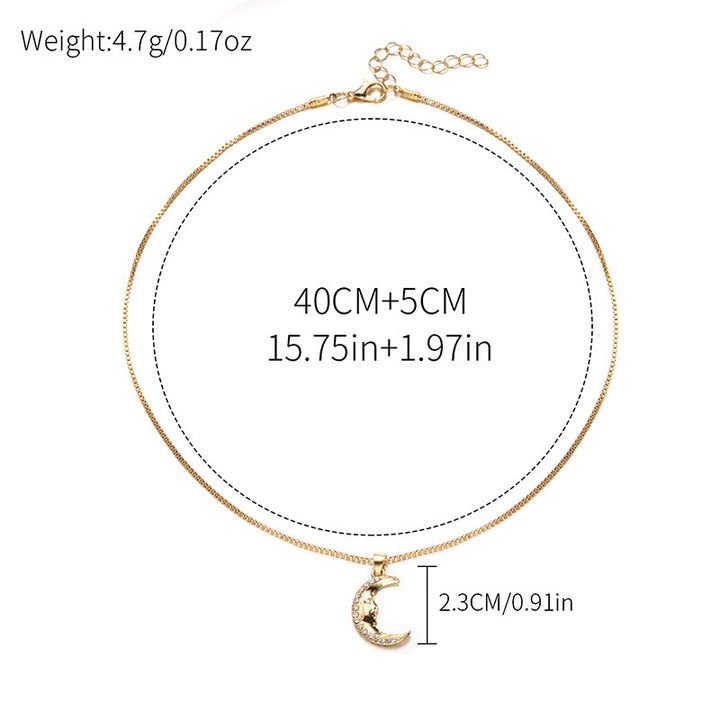 Fashion Diamond Moon Necklace Simple Letre Women