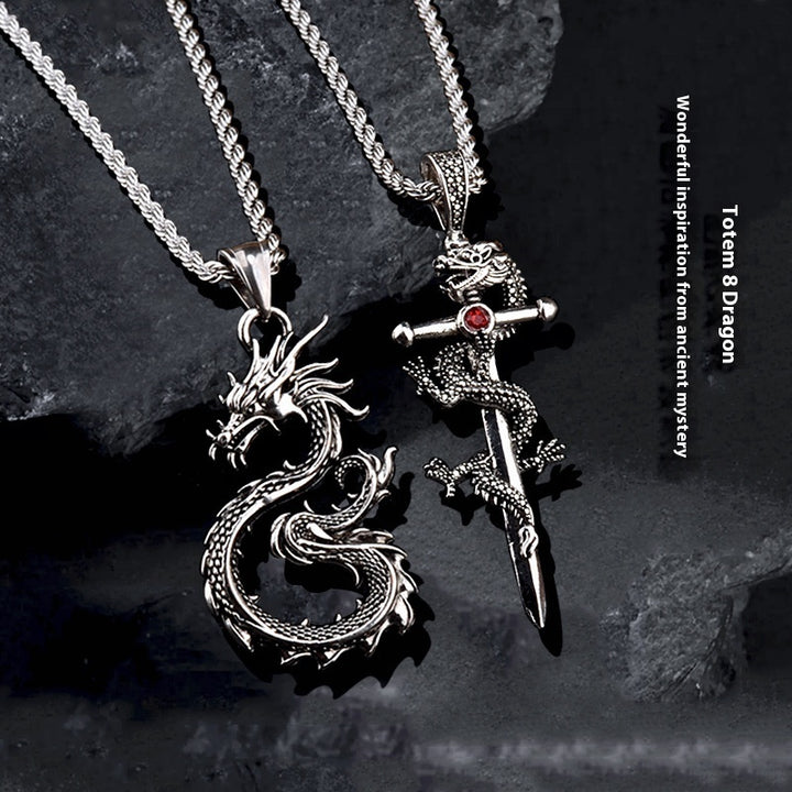 Eight-character Claw-free Dragon Pendant Necklace