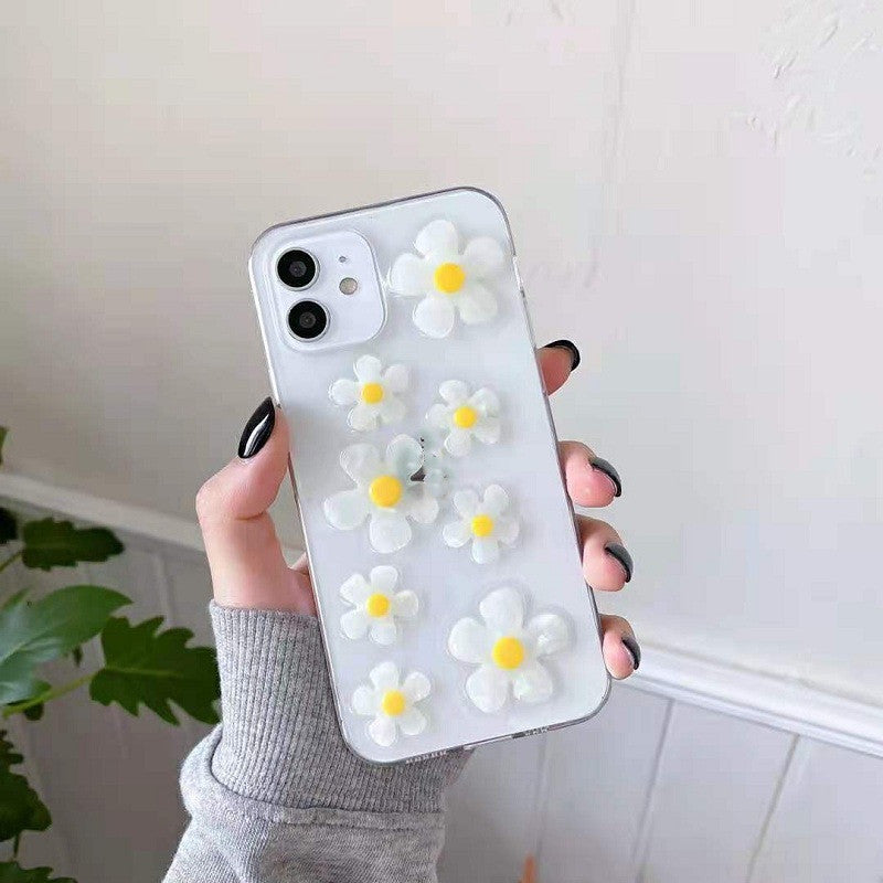 New Epoxy Daisy IPhone13Pro Mobile Phone Case Suitable For Transparent Protective Cover Soft