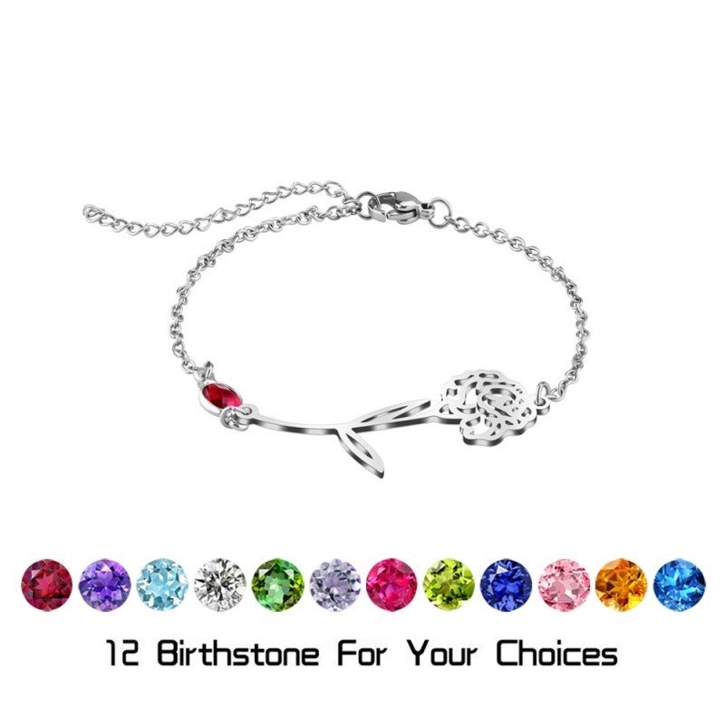 Bracelet de fleur pour les femmes à Noël en pierre de naissance en cristal