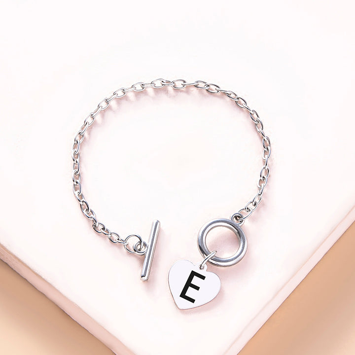 Srebrny kolor linku łańcucha OT klamra Bransoletka 26 Początkowa litera serce urok Braceletów dla kobiet dziewcząt