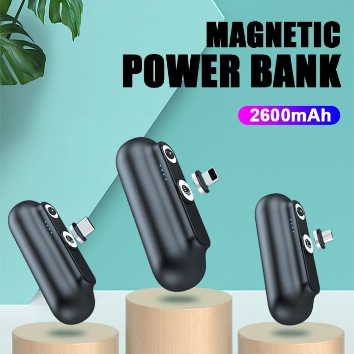 Mini-bærbar magnetisk trådløs kraftbank