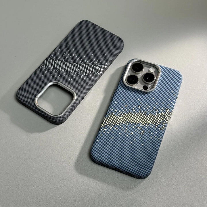 Boîtier de téléphone à motif en fibre de carbone Modèle de protection de drop-résistante à l'aspiration magnétique