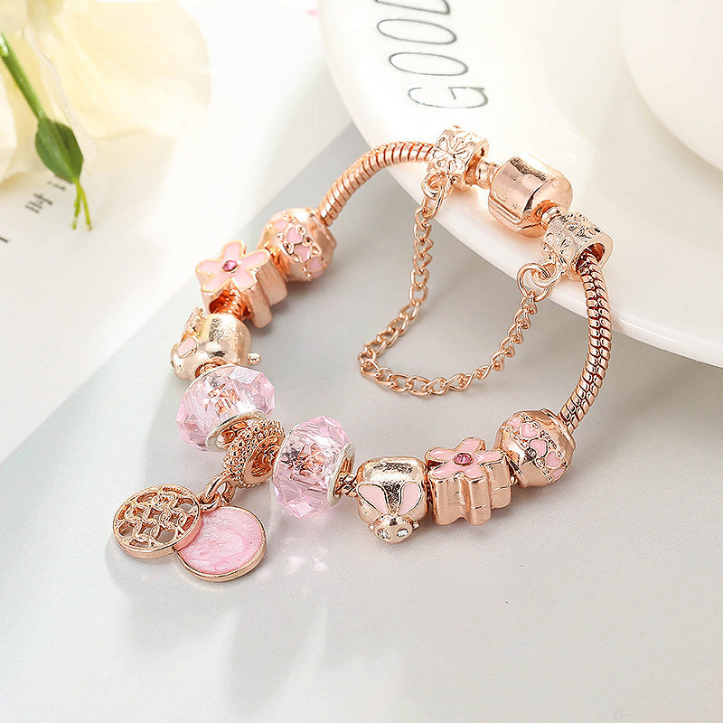 Bracelet en or rose géométrique de l'amour des femmes