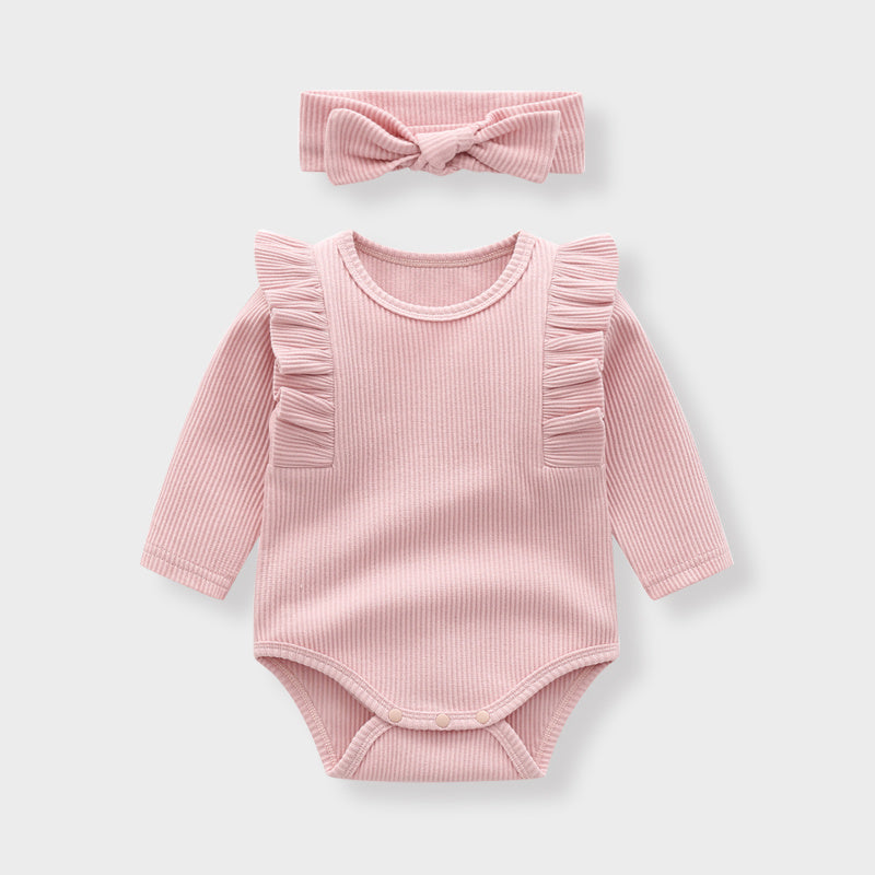 Ruches mouw baby lange mouw driehoek bodysuit