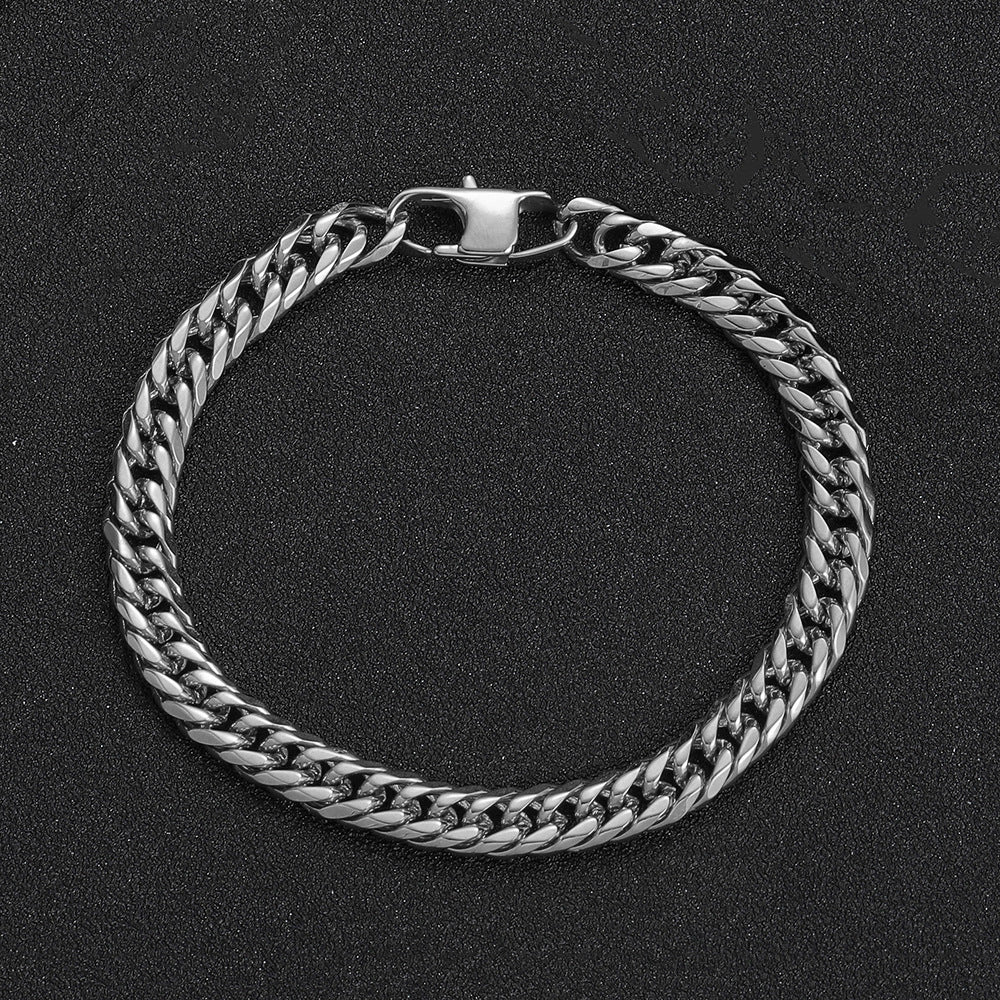 Hip Hop Stainless Steel Bracelet Titanium Steel Jeans Button Six-sided Grinding Chain