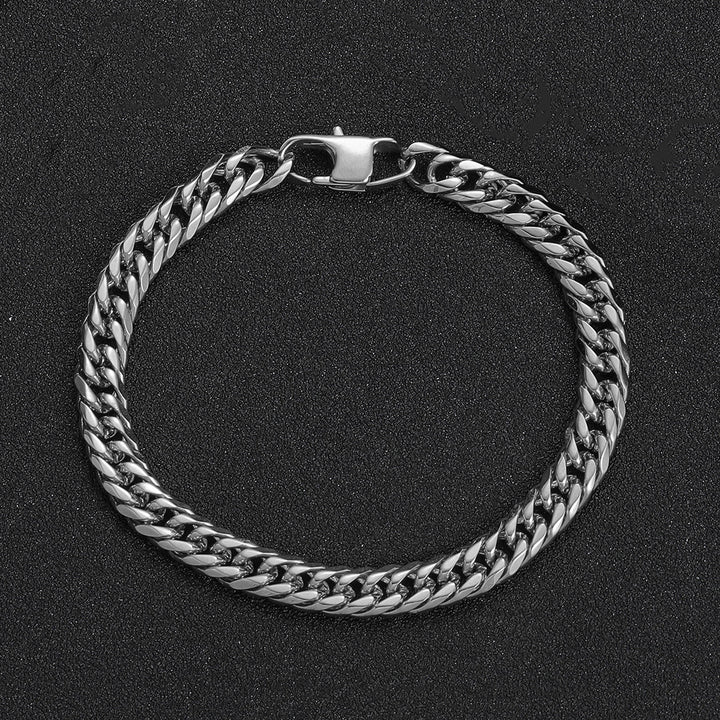 Hip Hop roestvrijstalen armband titanium stalen jeans knop zeszijdige slijpketting