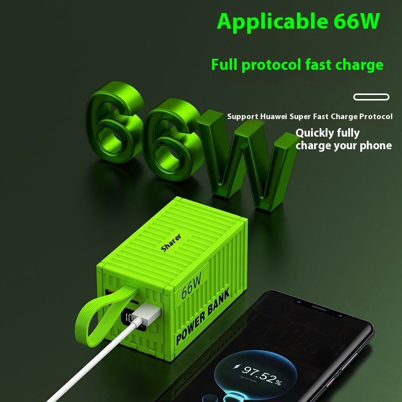 Conteneur créatif de grande capacité avec ligne 66W Super Fast Power Bank 20000 MA Mobile Power Alimentation