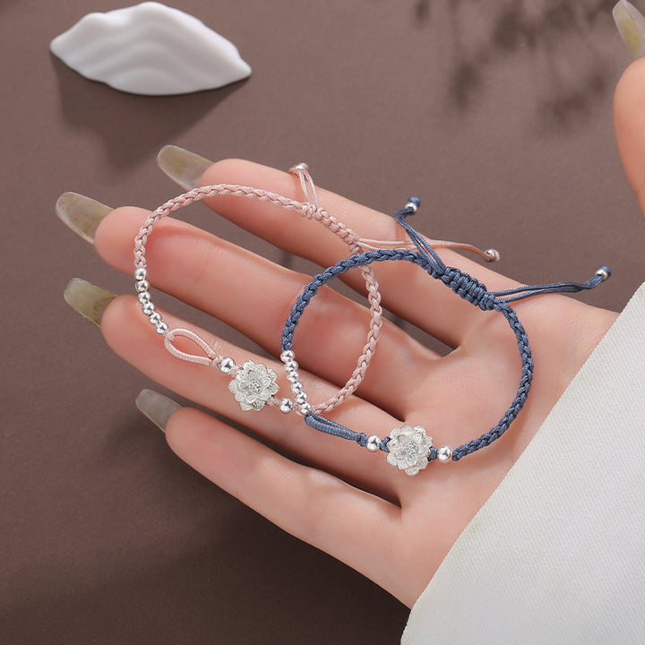 Minsheng Lucky Lotus Woven Hand Strap Bracelet Light Luxury minoritaire exquis tissé à la main