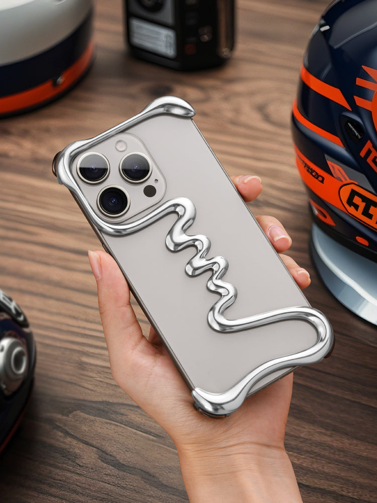 Alien Metal Frameless Skeleton Half Package Hollow Ultra-thin Heat Dissipation Anti Drop Phone Protective Case