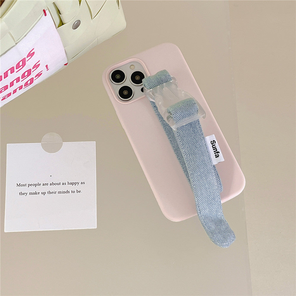 Caja de teléfono de correa de muñeca de color sólido