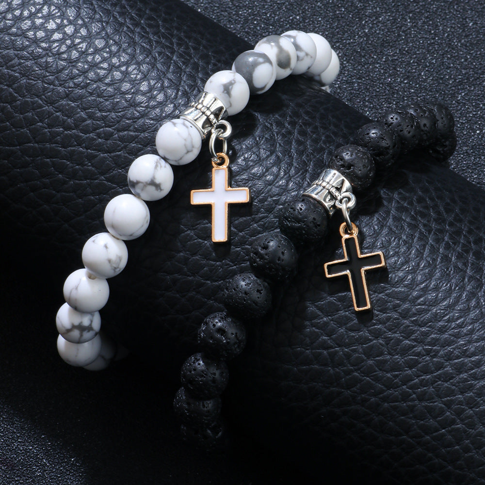 Fashion Personality Volcanic Rock Cross Bracelet