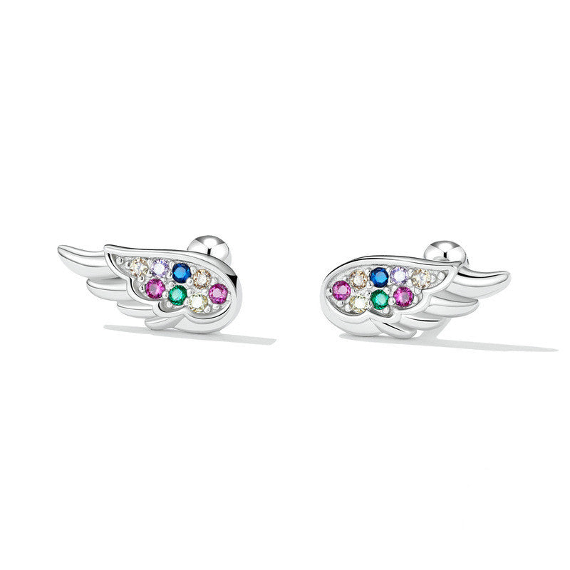 Colorful Zircon Wings Simple And Versatile Earrings