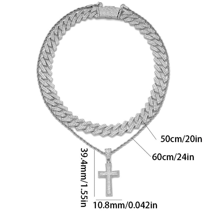 Chaîne de liaison cubain croix en diamant complet