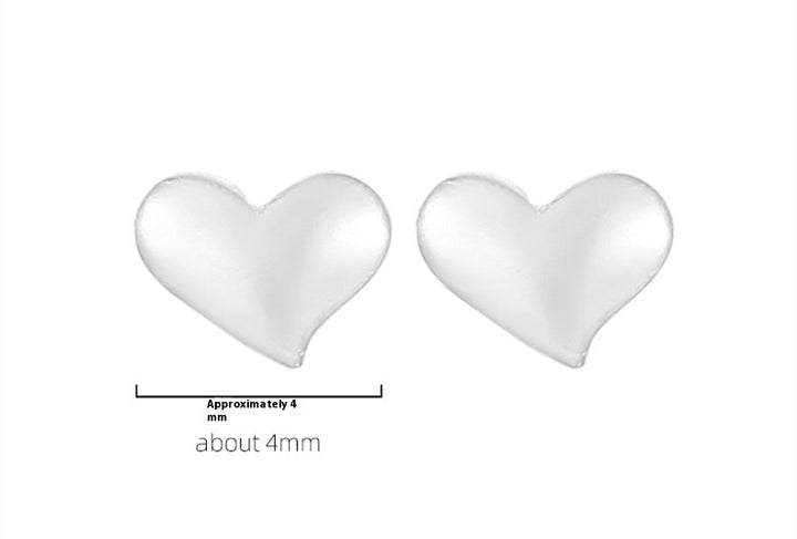 Silver Small Heart Stud Earrings Female Niche