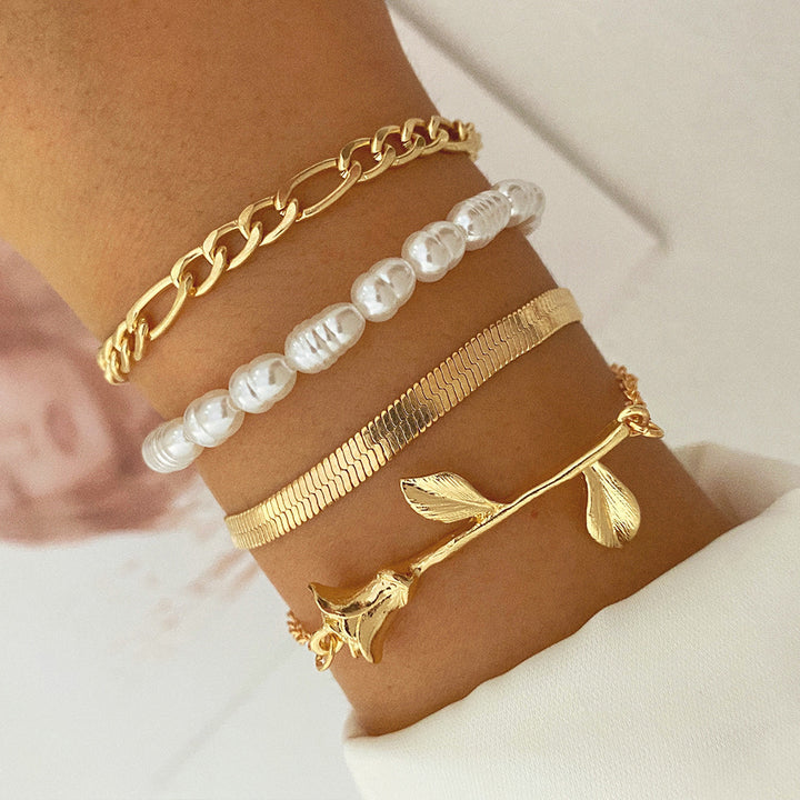 Multi-stil elsker Pearl Chain Armbånddrakt Kvinners all-match