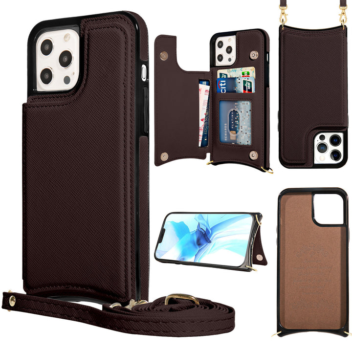 Mobile Phone Leather Card Cross Pattern Protective Case