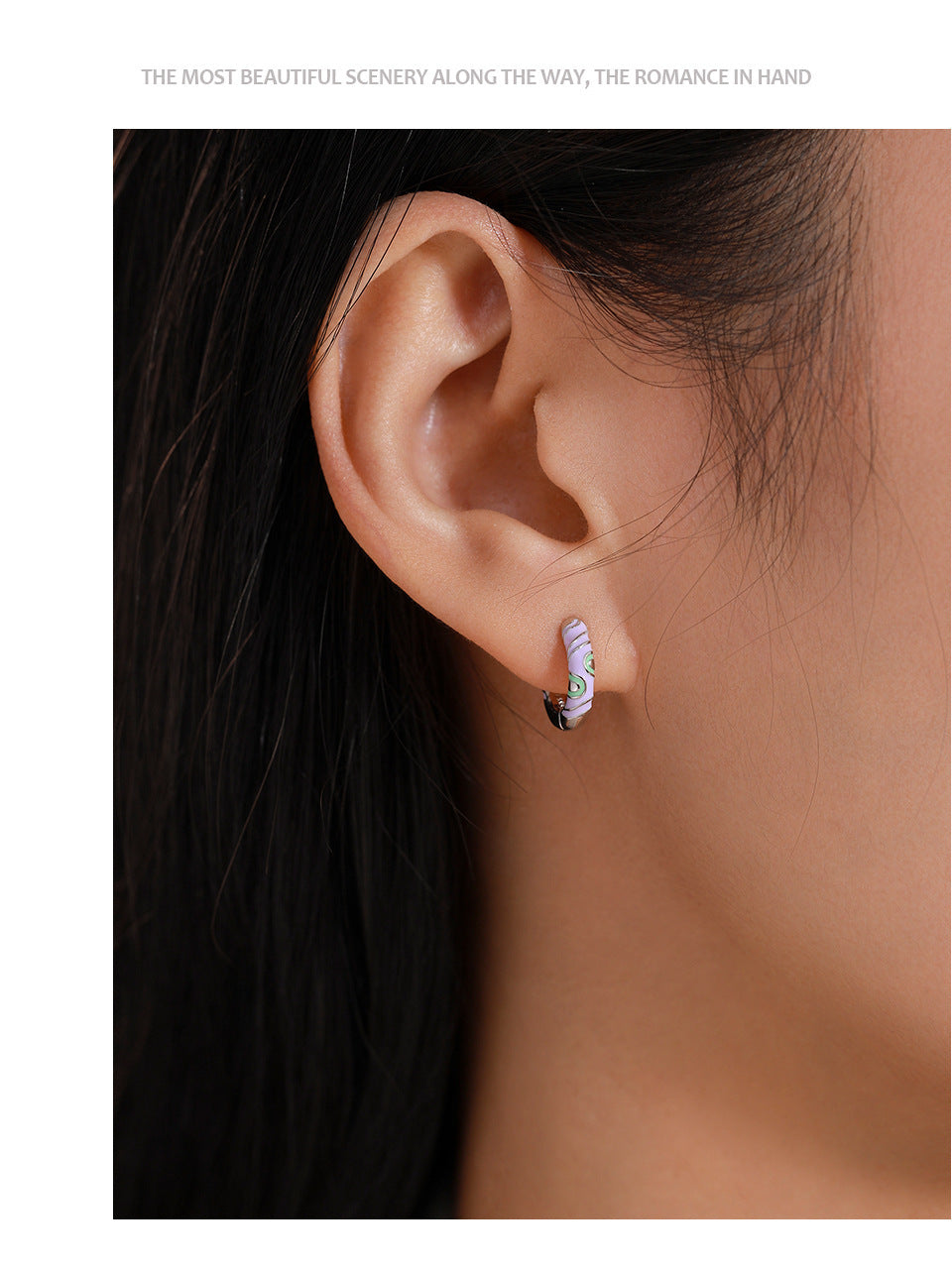 S925 Sterling Silver Purple Vintage Dripping Geometric Earrings