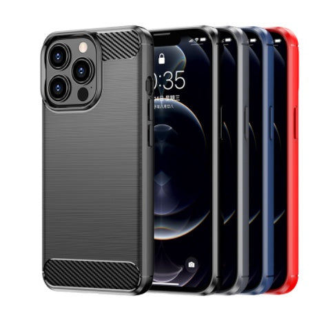 Phone Case Brushed Carbon Fiber Protective Soft Cover