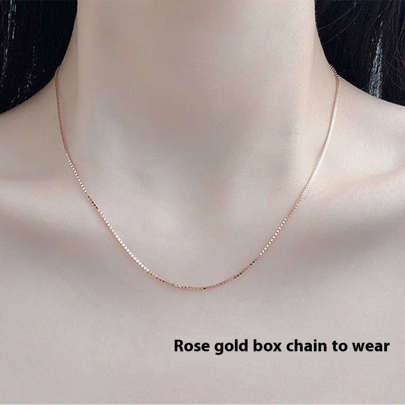 Целое серебряное серебро S 925 млн. Энергетическая цепь o Word Box Chaue Celectrated Platinum 18k Gold