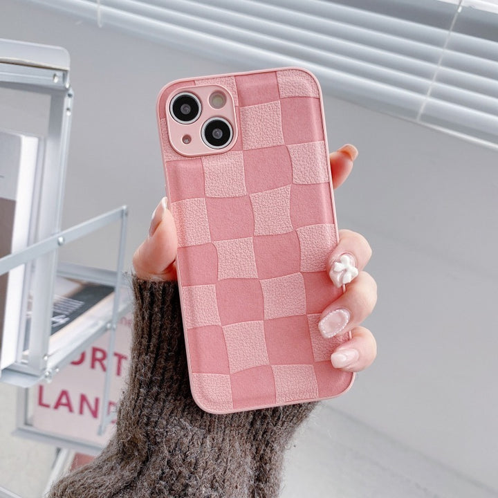Chessboard Plaid Leather Pattern Phone Case Drop-resistant Protective Cover