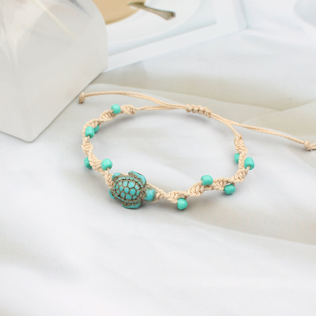 Beach Vacation Style Turquoise Turtle Adjustable Bracelet