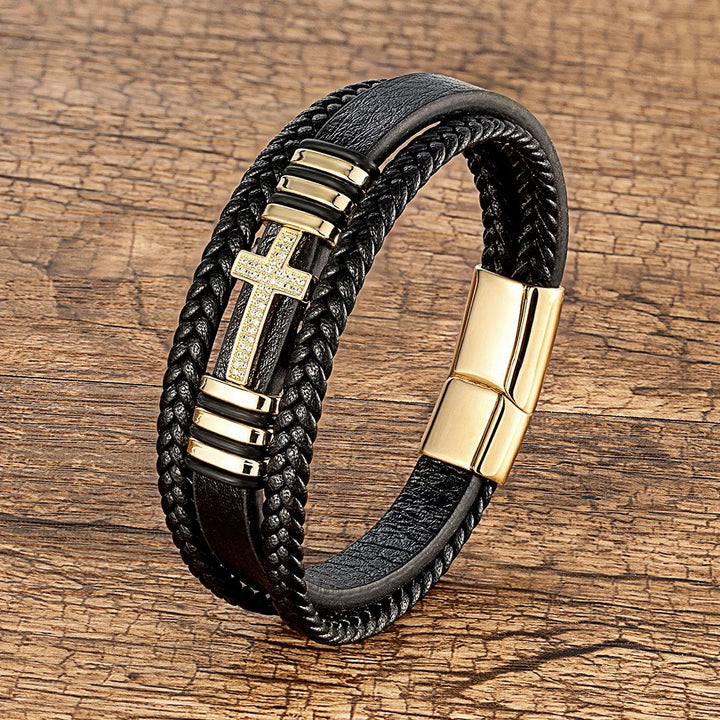 Metal Cross Multi-layer Leather Bracelet