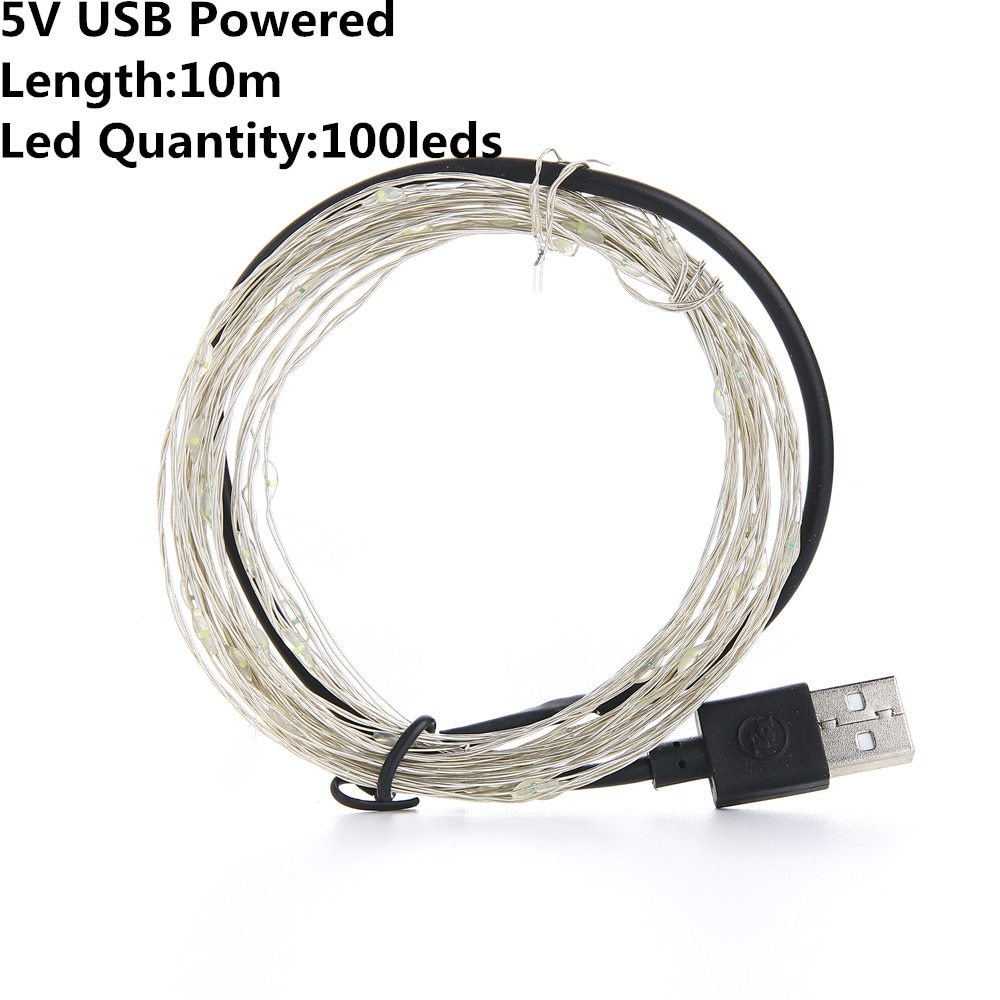 Noel Işığı LED açık hava pil USB Powered 2m 5m10m String Lights Cooper Tel Garland Düğün Dekorasyon Peri Işıkları