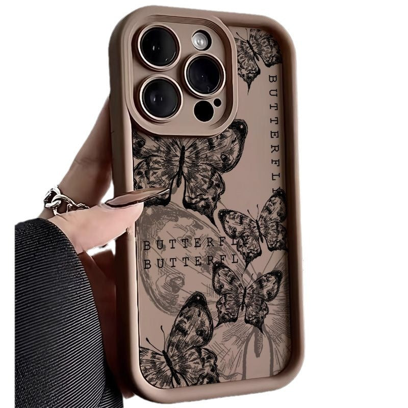 Retro Butterfly Print Drop-resistant Phone Case