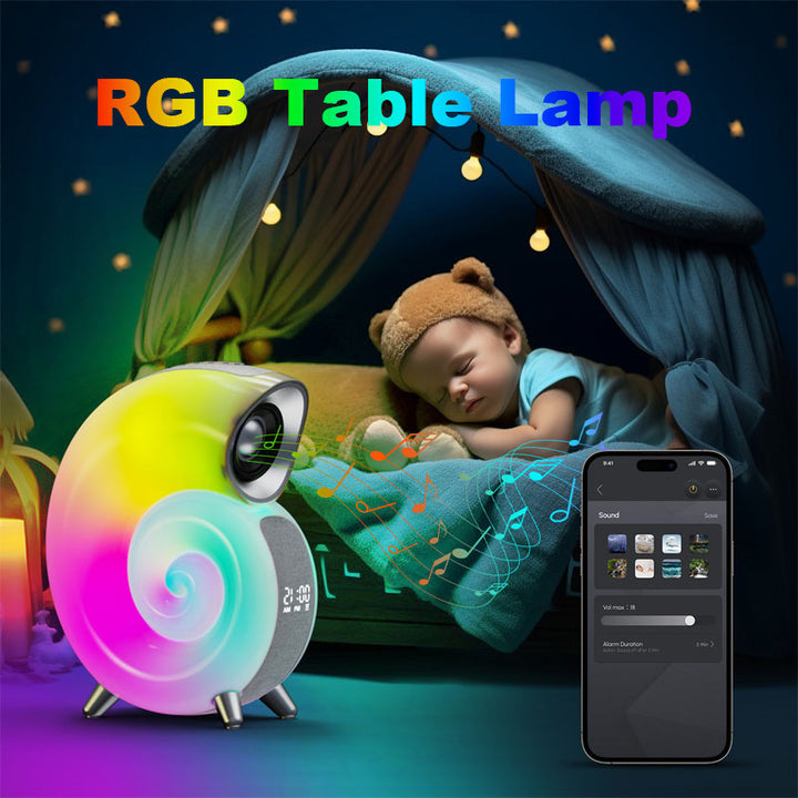 Conch Akıllı RGB Atmosfer Işık Bluetooth Hoparlör Çalar saat uyandırma lambası Beyaz Gürültü Makinesi Uyku Bebek Uygulama Kontrolü