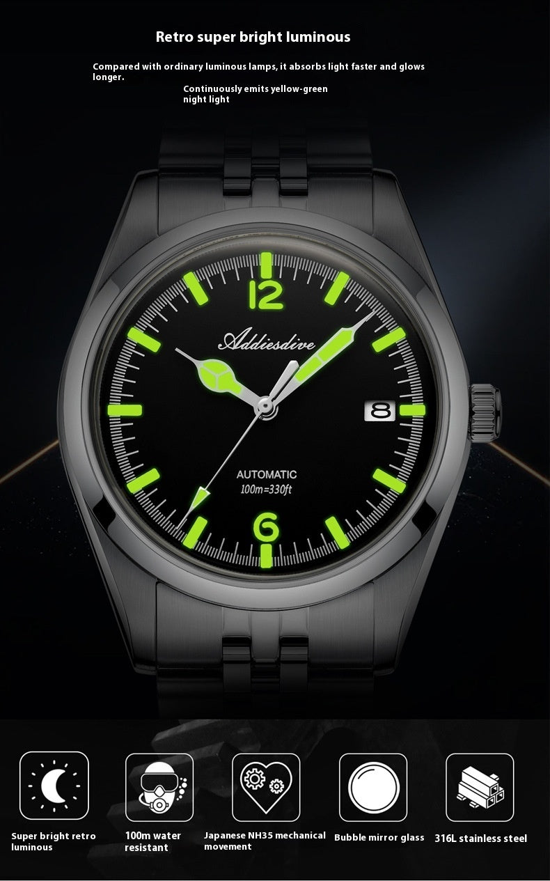 316L Edelstahl Automatische mechanische Uhr