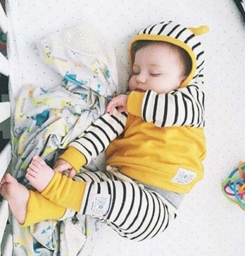 Hooded Yellow Striped Top Pants 2pc Set