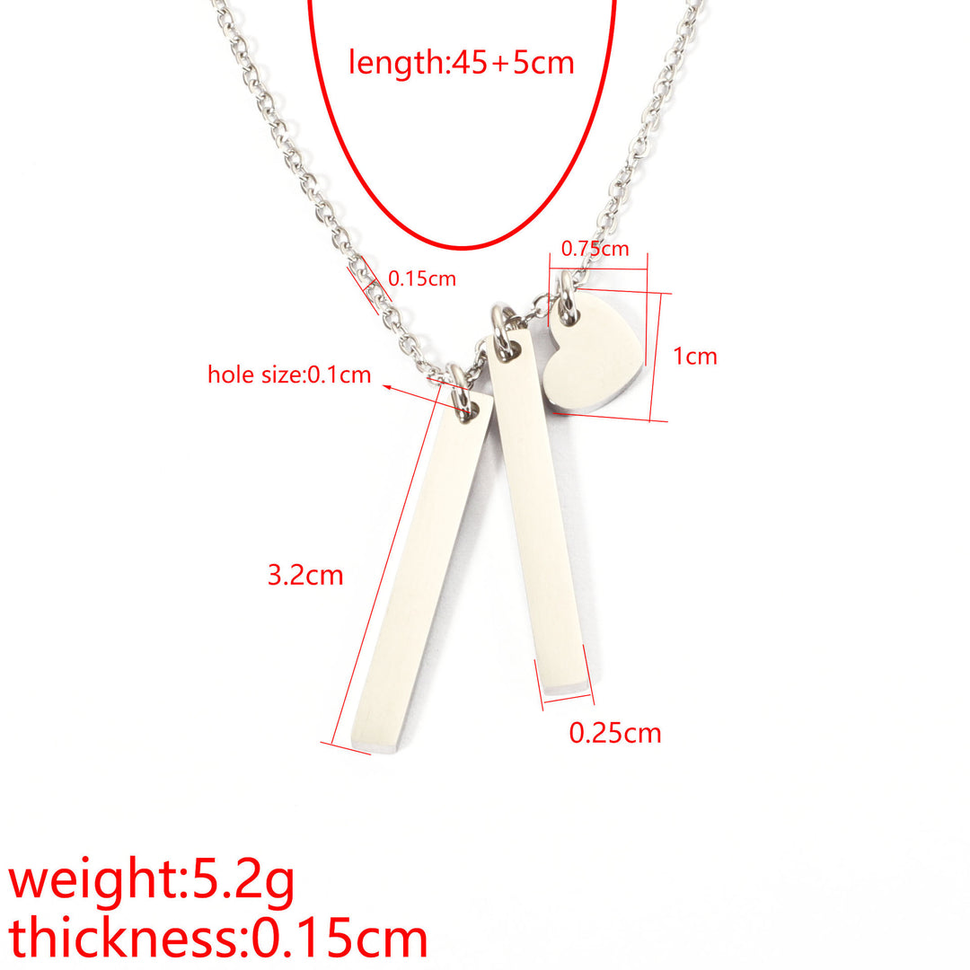 Collier long en forme de cœur des femmes simples en forme de cœur