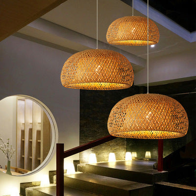 Bamboo intrecciato semplice lampadario pastorale creativo giapponese