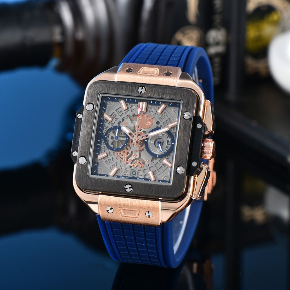 Quartzo Hollow Square assista homens de silicone multicolor