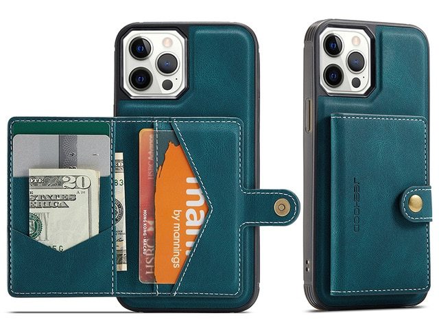 Compatible con Apple, Caso de teléfonos móviles multifuncionales con titular de tarjeta magnética iPhone12pro max monedero de monedas