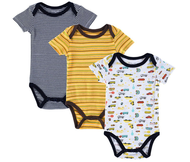 Kortgeboren baby katoenen jumpsuit met korte mouwen