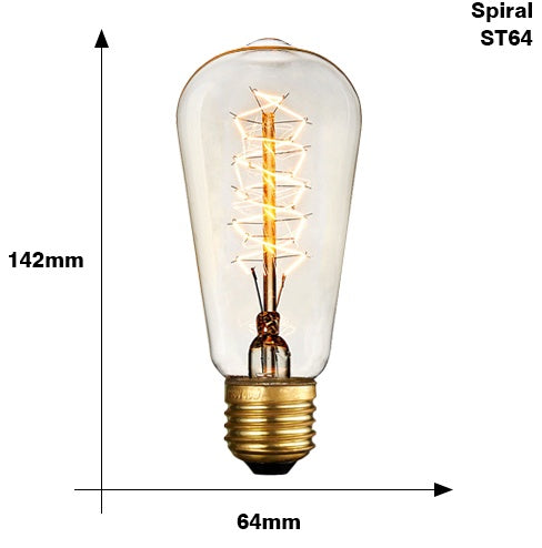 Edison Bulb E27 220V 40W ST64 A19 T45 G80 G95 G125 Filamento incandescente Iluminación de bombilla Retro Edison Bulbo