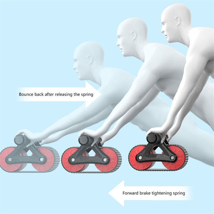 Dubbele wiel buiksporter vrouwen mannen automatische rebound ab wiel roller taille trainer sportschool sport huisoefeningen