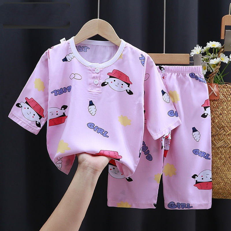 Летни дрехи памучни копринени климатични дрехи бебешки дрехи