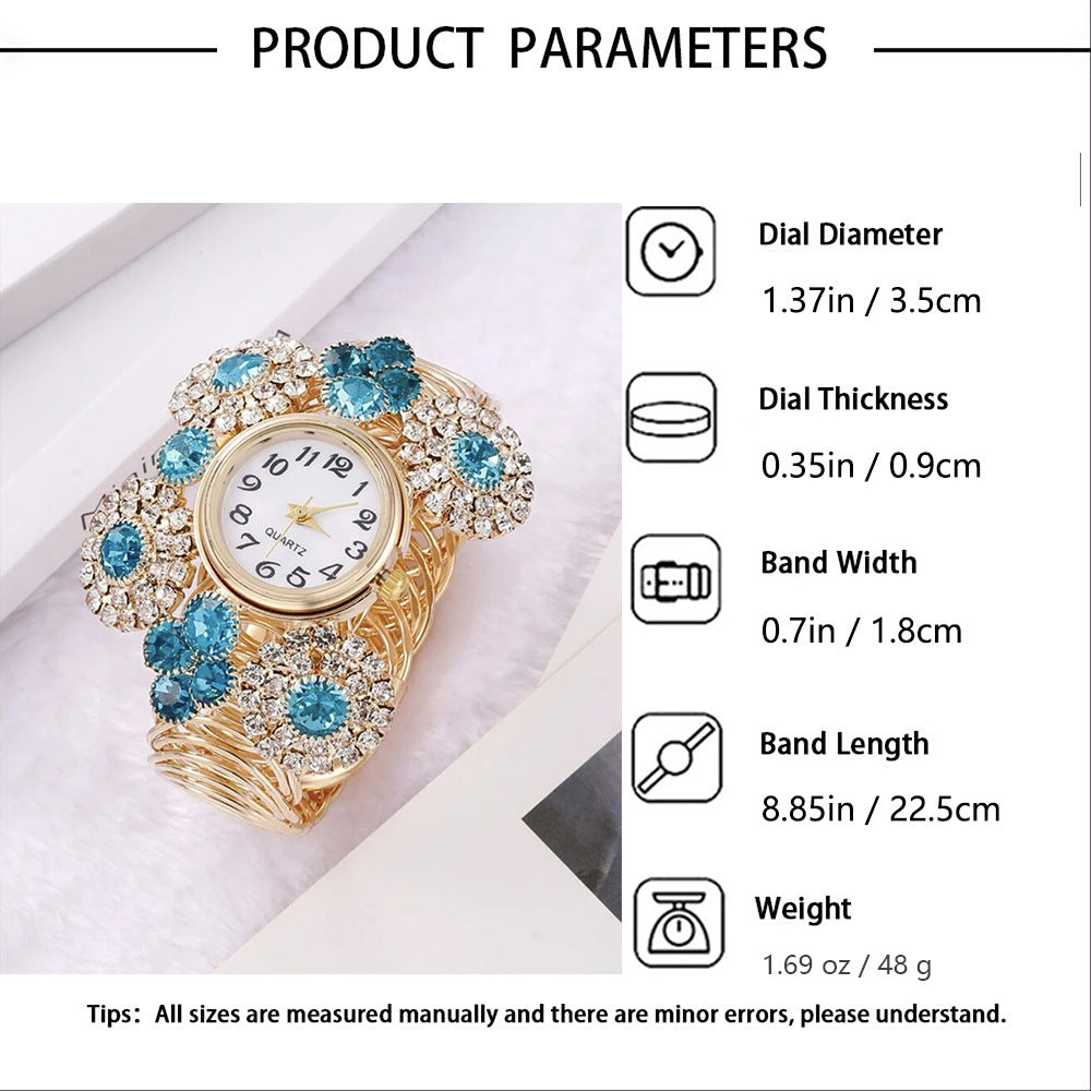 Inclado Rhinestone Starry Starry Feminino Feminino Elegante Acessível Luxo Quartz Watch